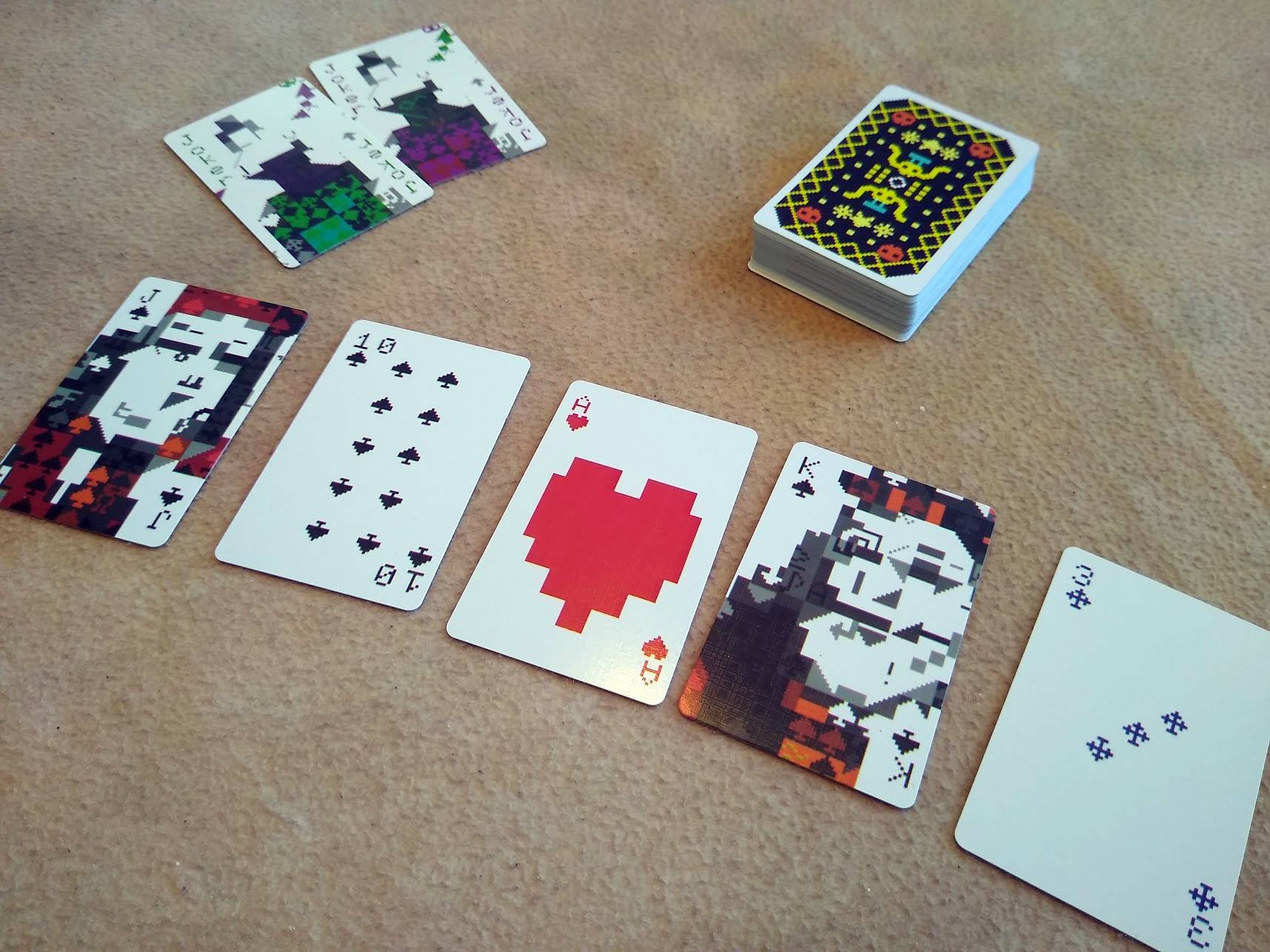 Playscii cards showing a poker hand