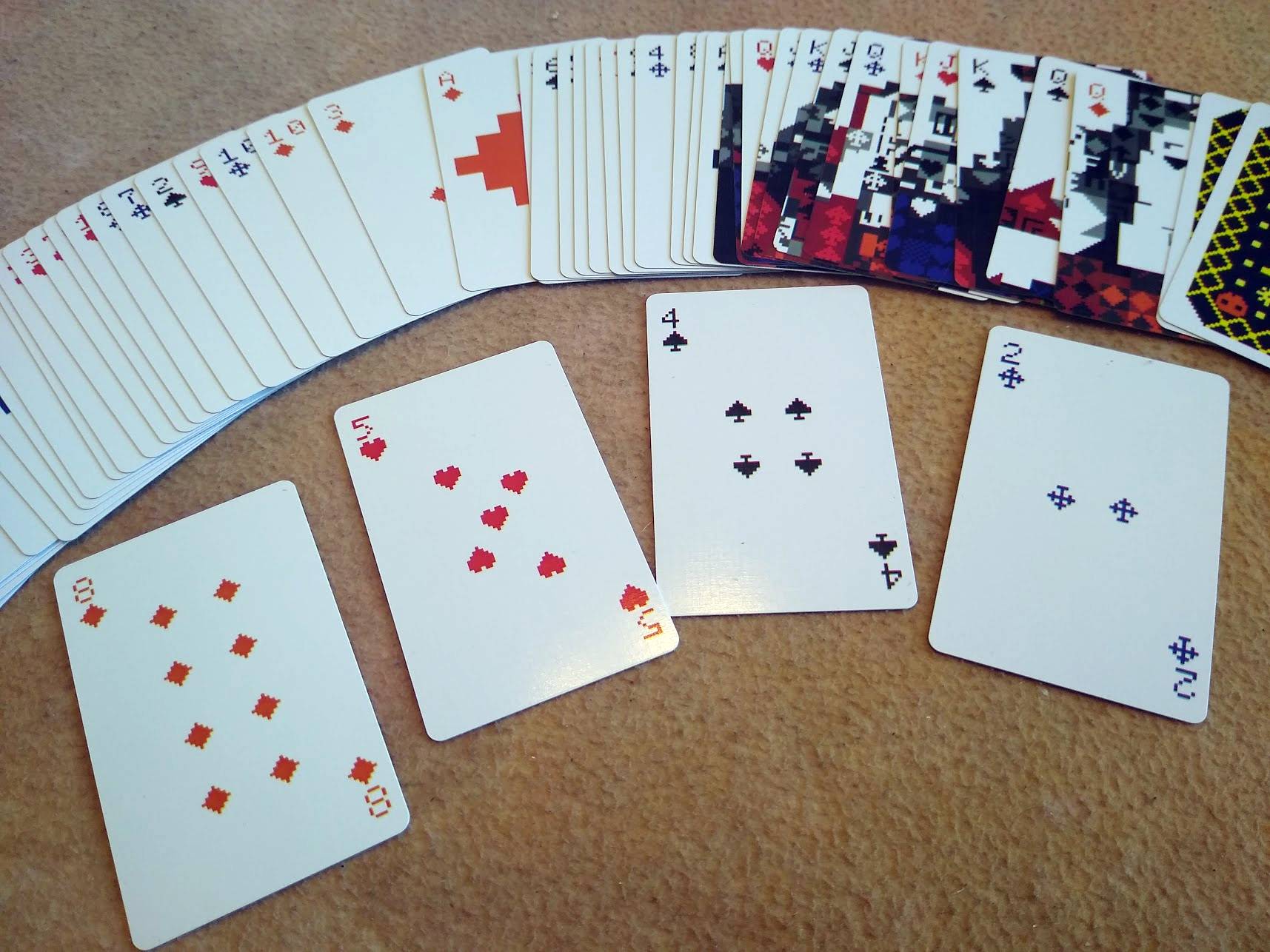 Playscii cards showing pip designs