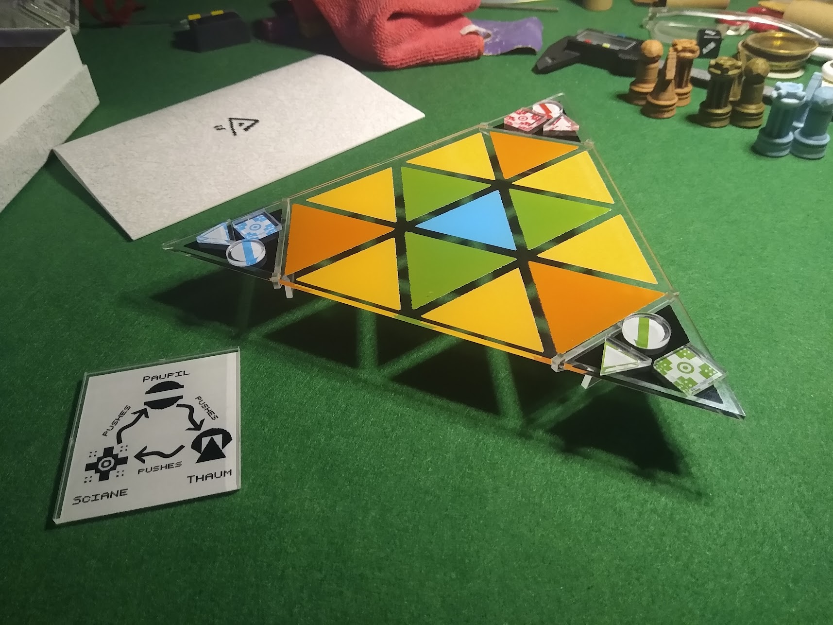 Taasen game with acrylic board and laser-cut pieces